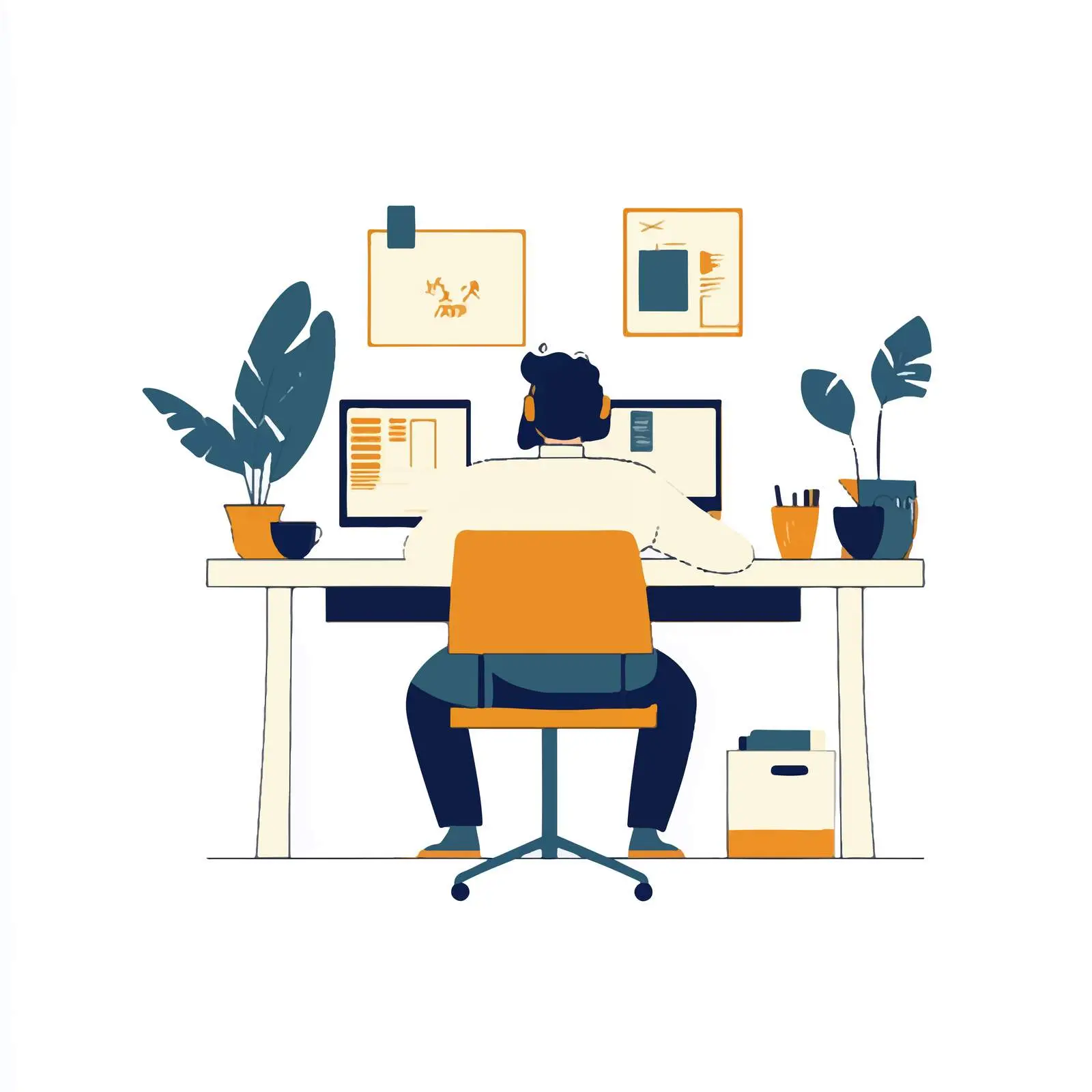 Exhausted Office Worker at Desk — free download from Dotvec