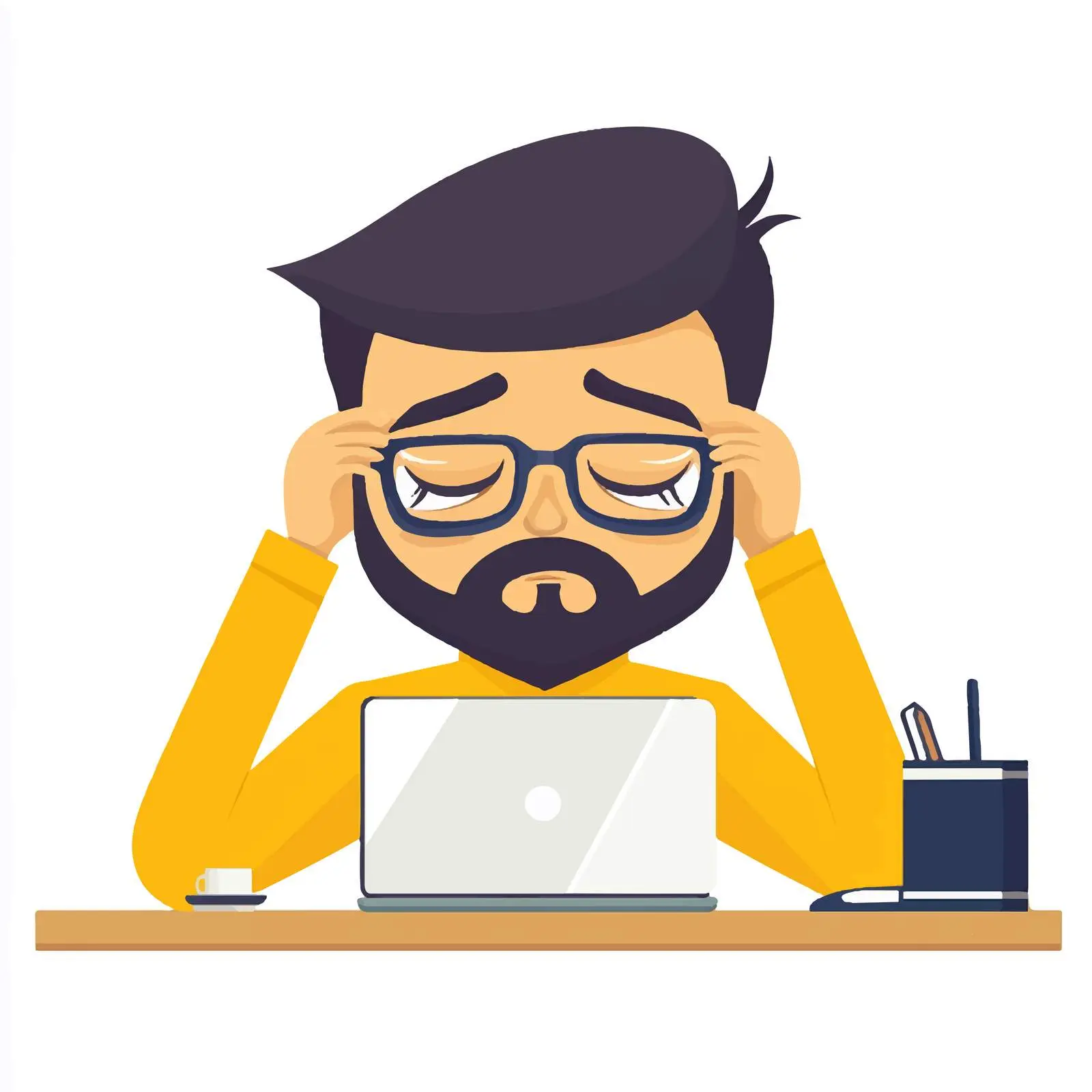 Overworked Employee at Desk Feeling Fatigue — free download from Dotvec