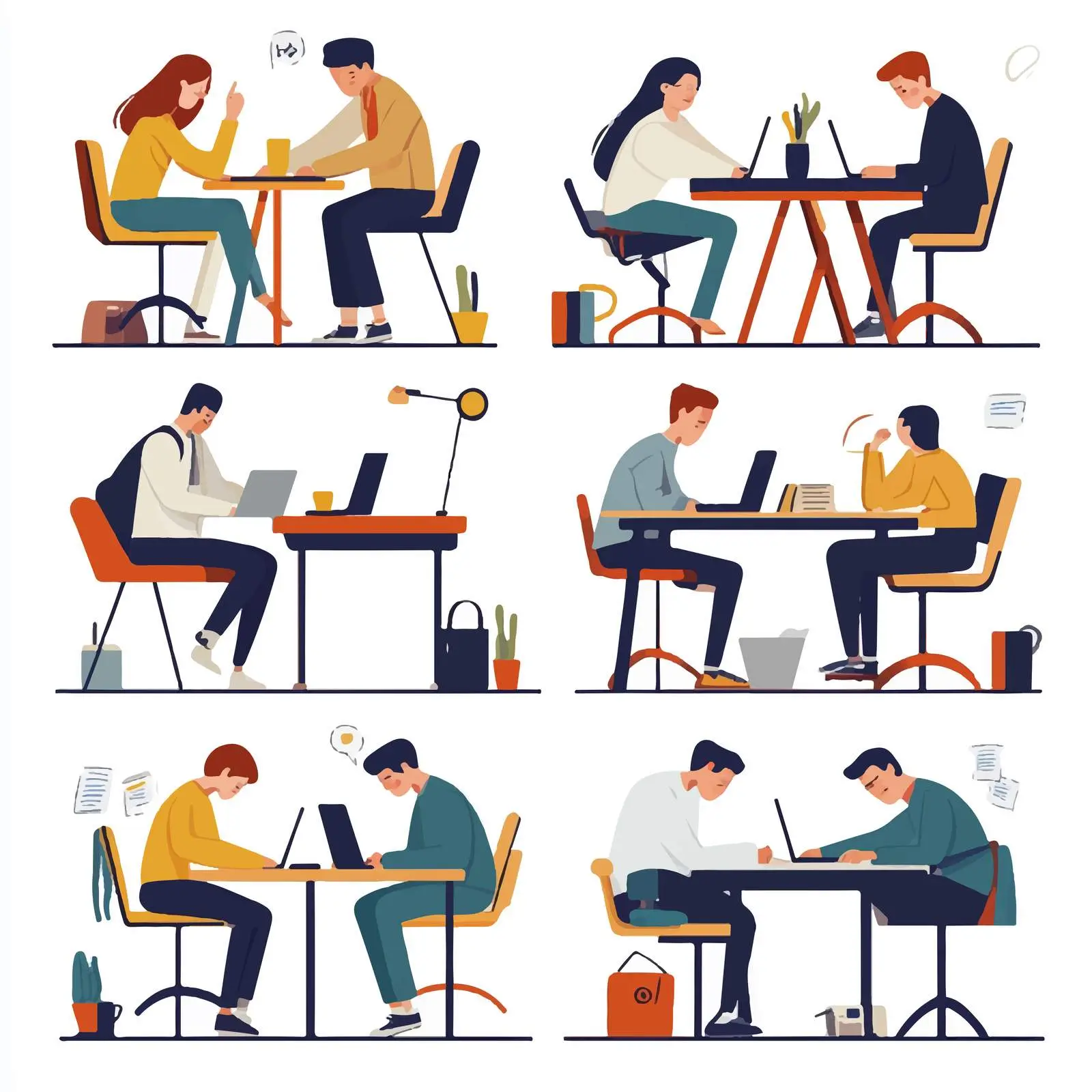 Exhausted Office Workers Vector Illustration – free grind image from Dotvec