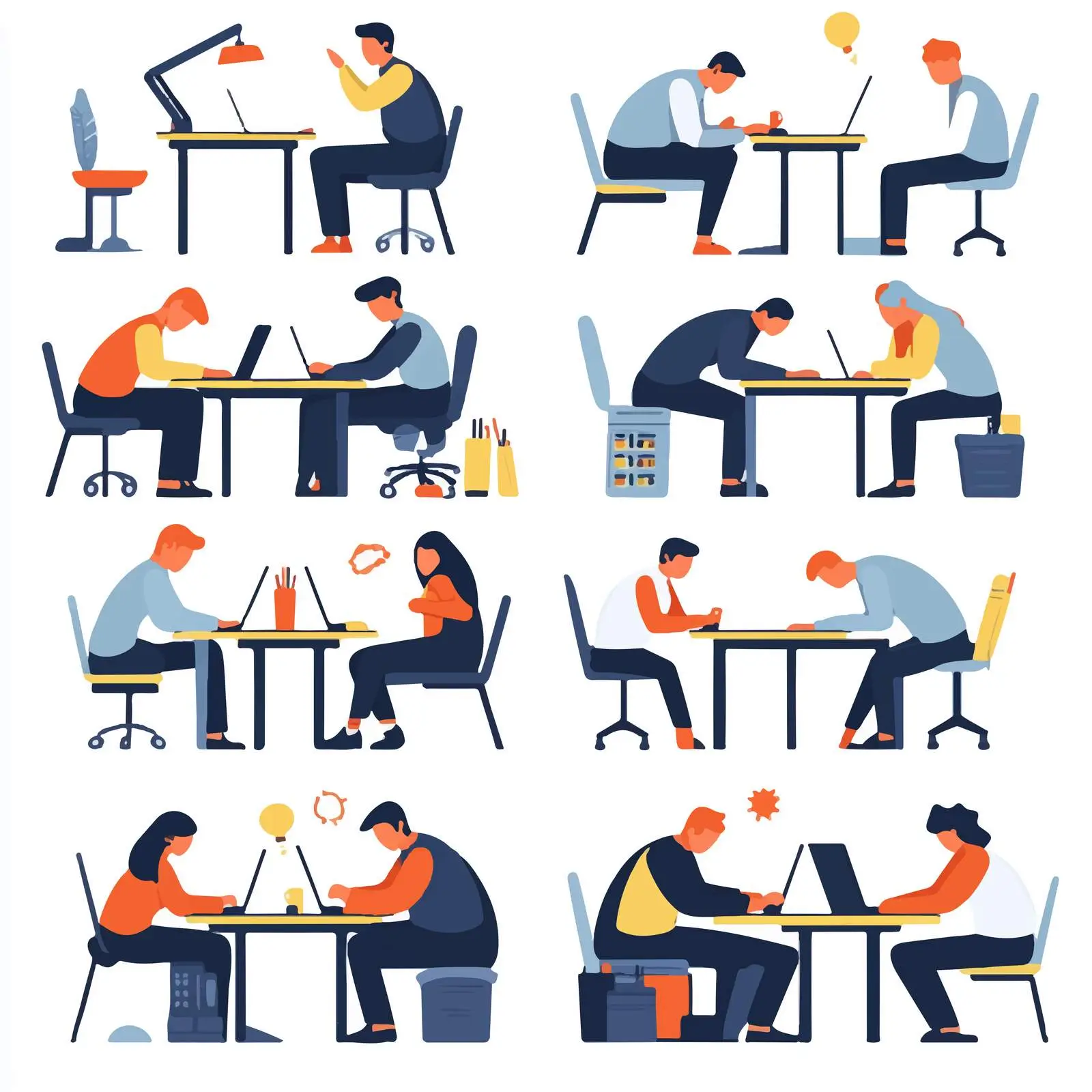 Exhausted Office Workers Illustrations – free grind image from Dotvec