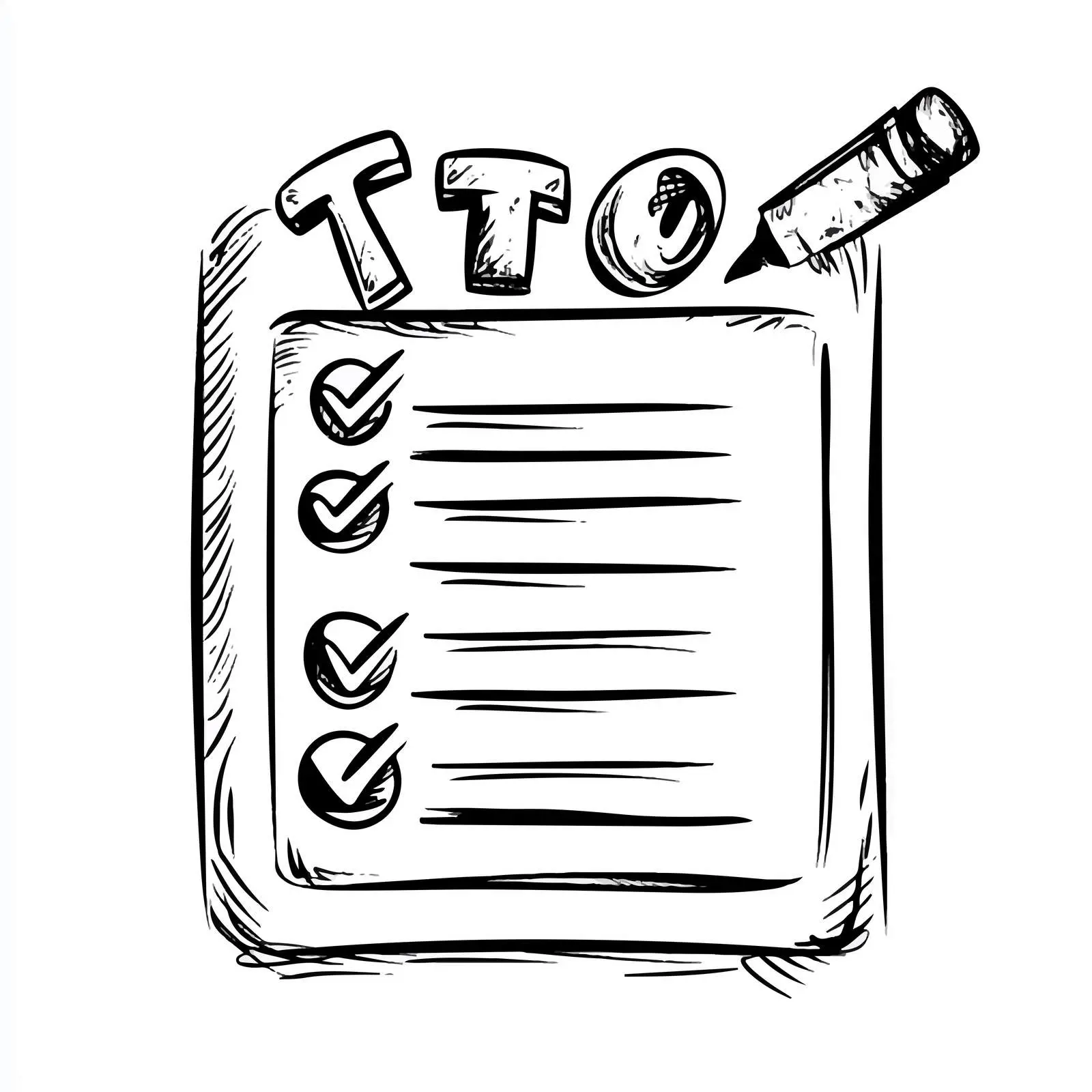 Black and White To Do List Cartoon Illustration — free download from Dotvec