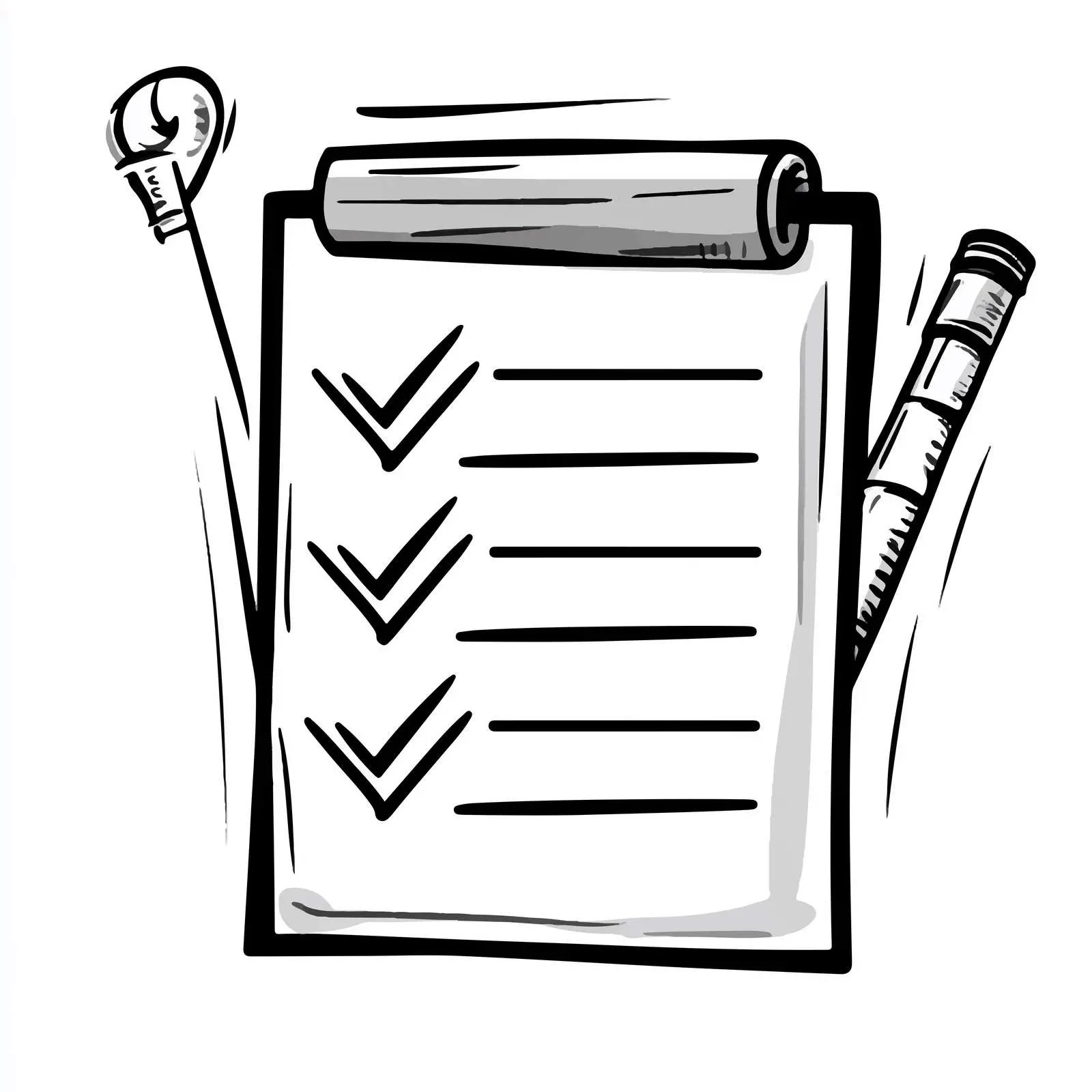 Black and White Cartoon To-Do List Illustration – free list making image from Dotvec