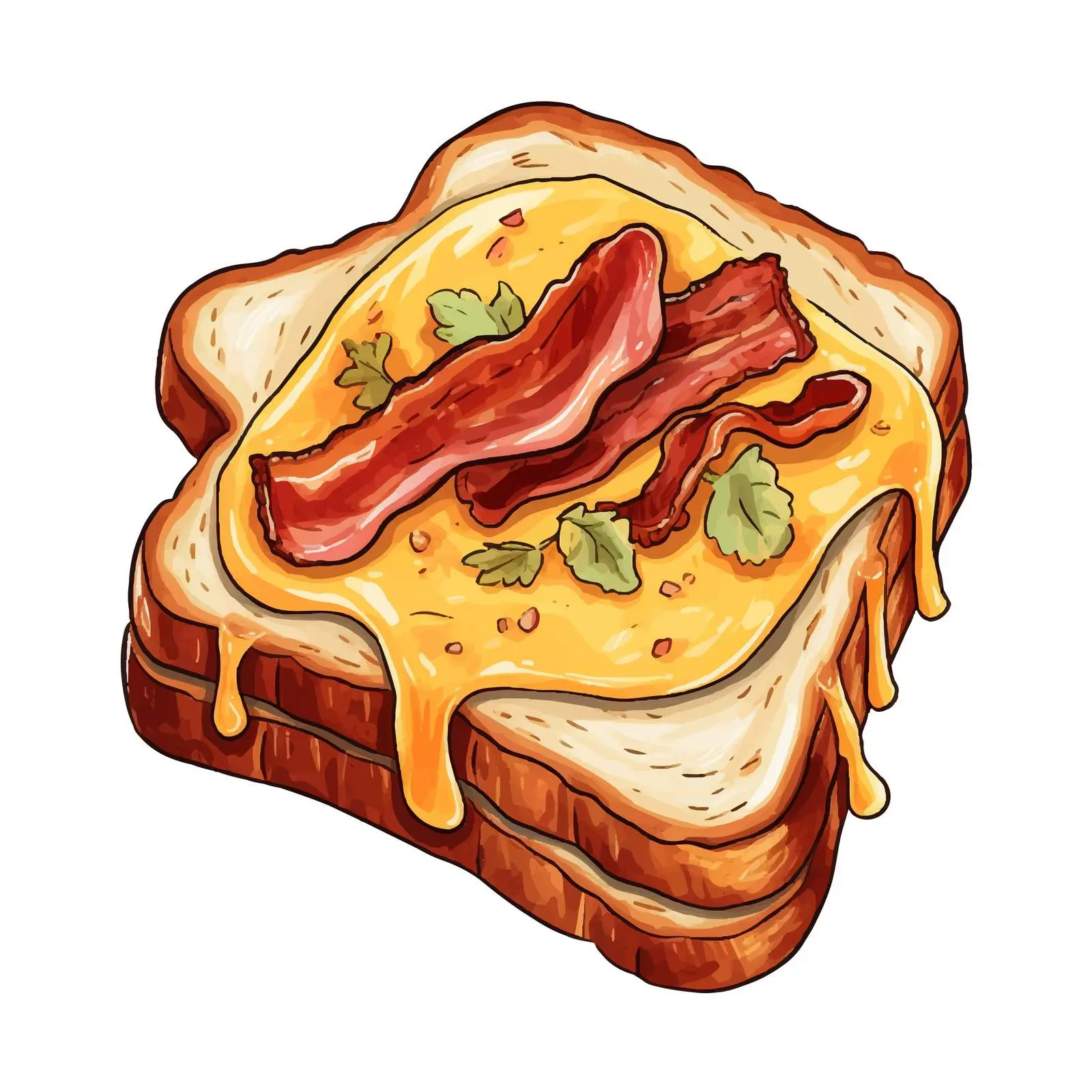 Toast with Bacon and Cheese Illustration – free toasted bread image from Dotvec