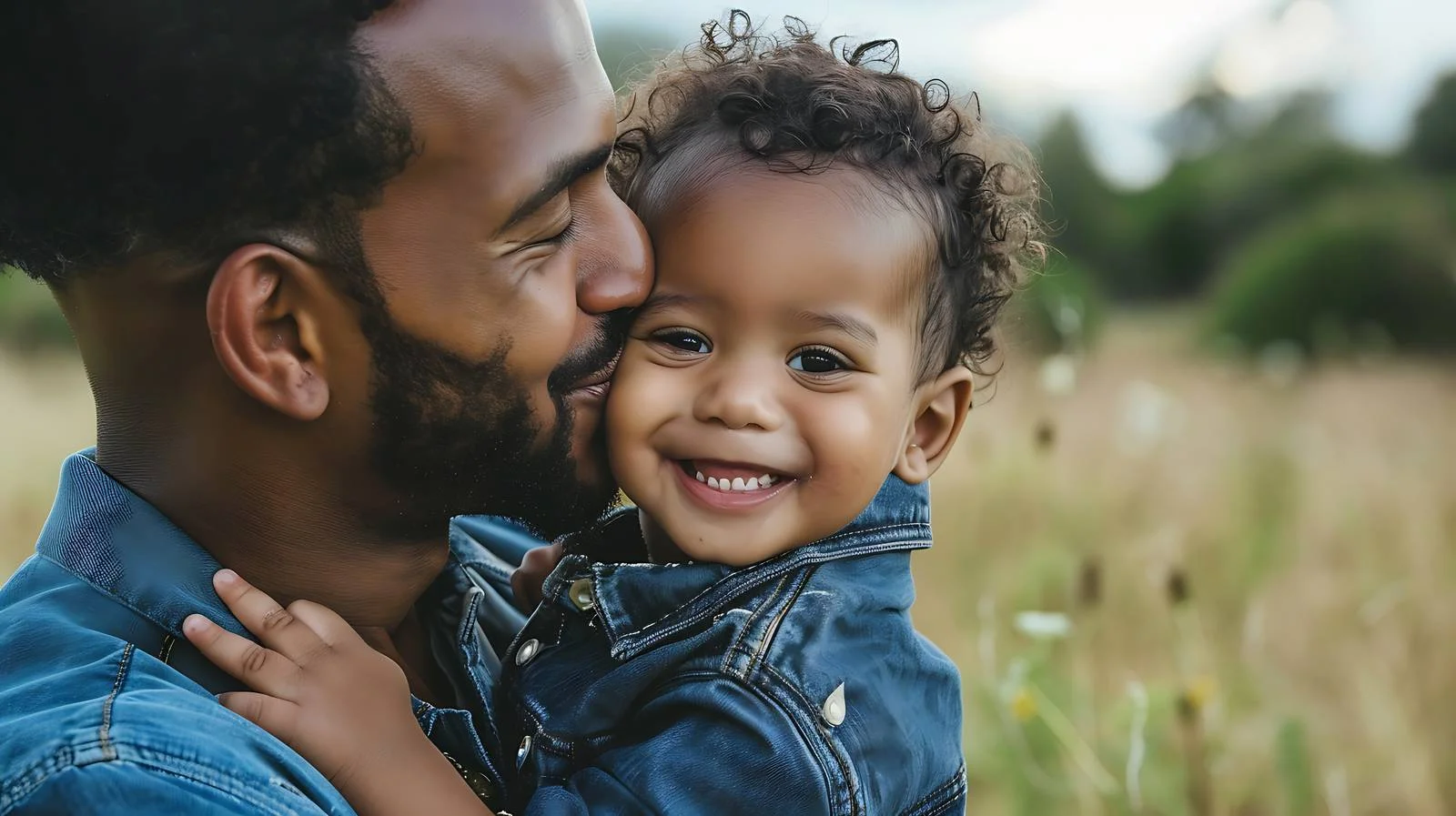 Adorable toddler beams as Latino father kisses — free download from Dotvec