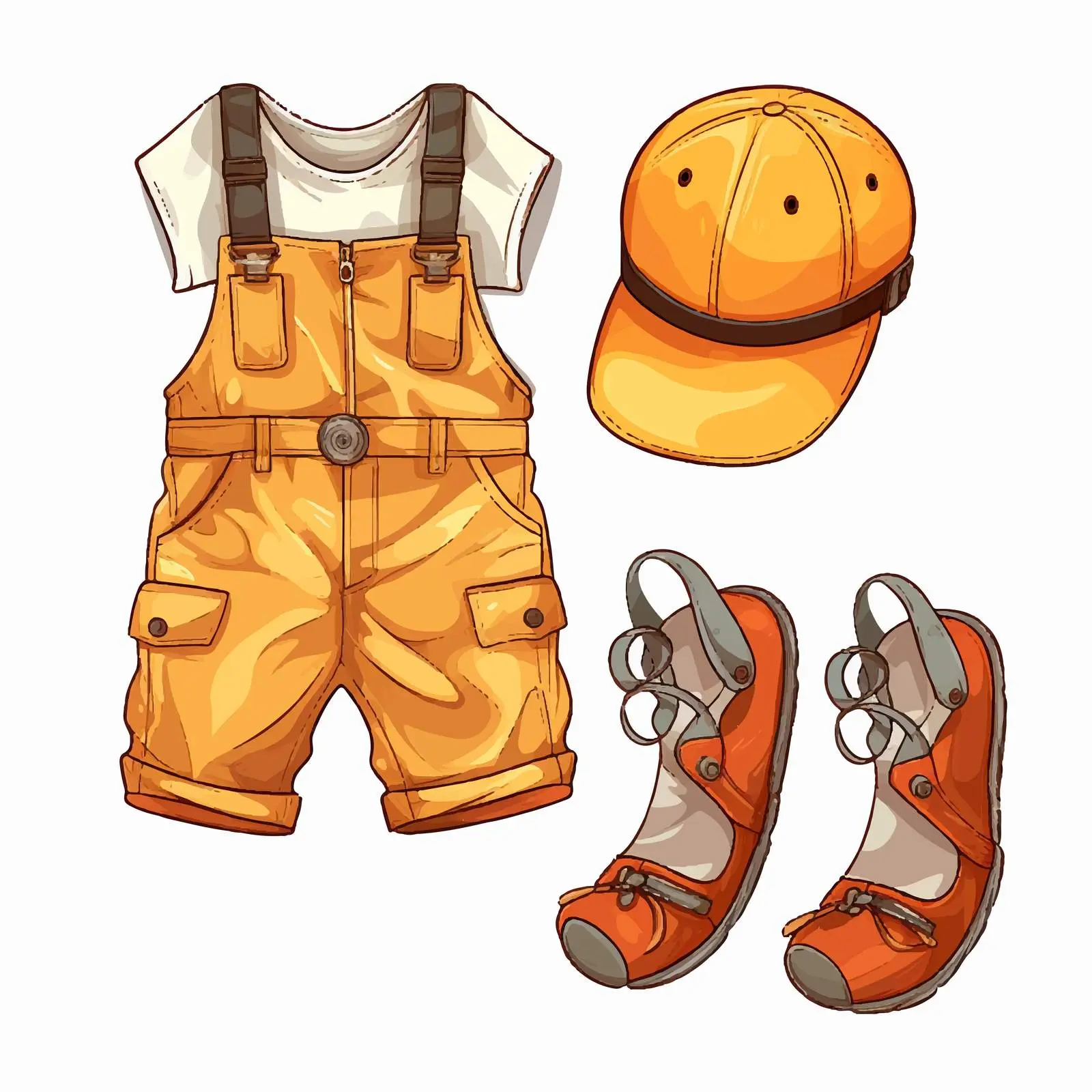 Fashionable Toddler Outfit with Sandals and Cap — free download from Dotvec