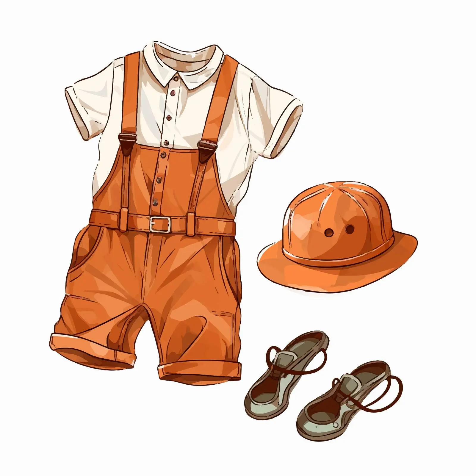 Fashionable Toddler Suit with Sandals and Cap — free download from Dotvec