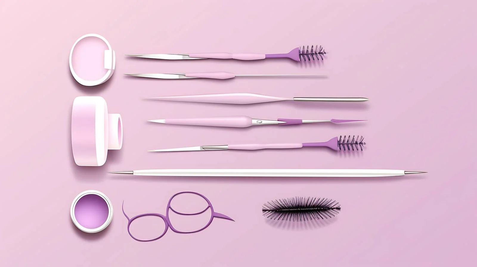 Eyelash Extension Tools on Lilac Background — free download from Dotvec