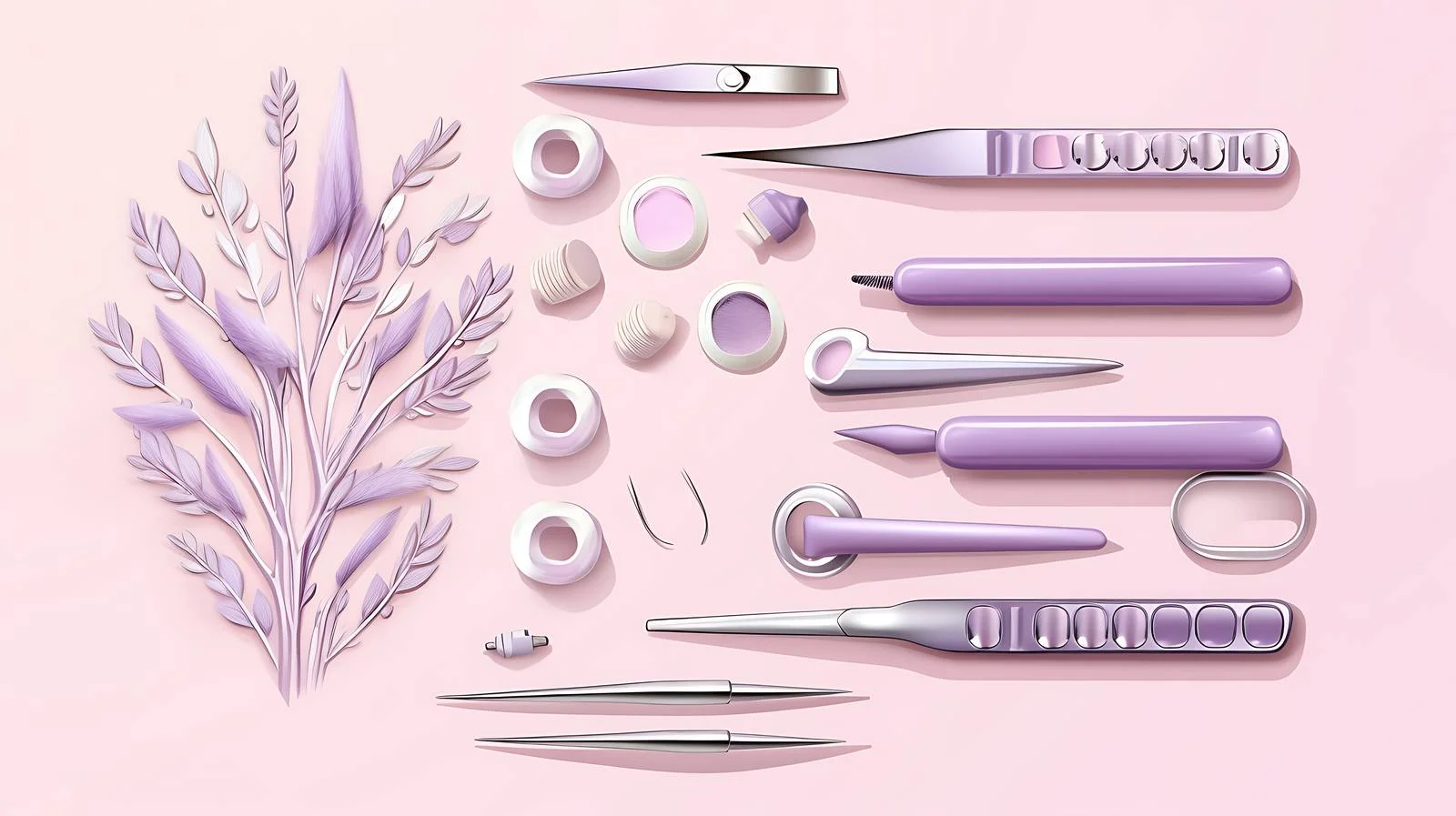 Eyelash Extension Tools on Lilac Background — free download from Dotvec