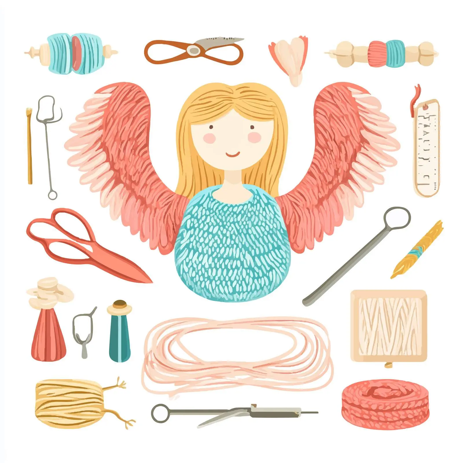 Knitting Tools Collection in Wide Angle View – free knitwear image from Dotvec