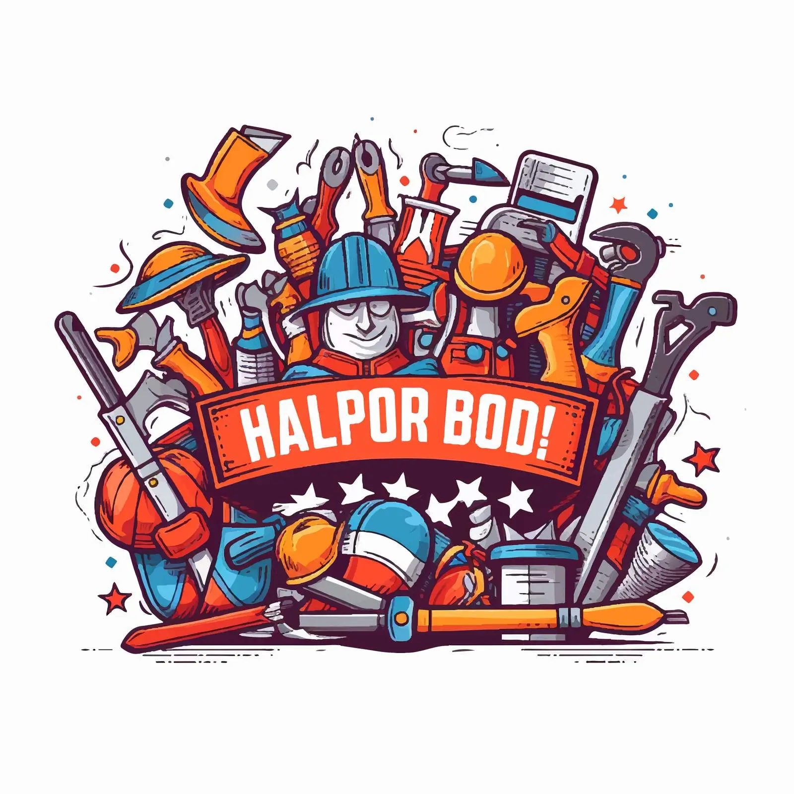 Labor Day Cartoon Vector Illustration with Tools – free diy tools image from Dotvec