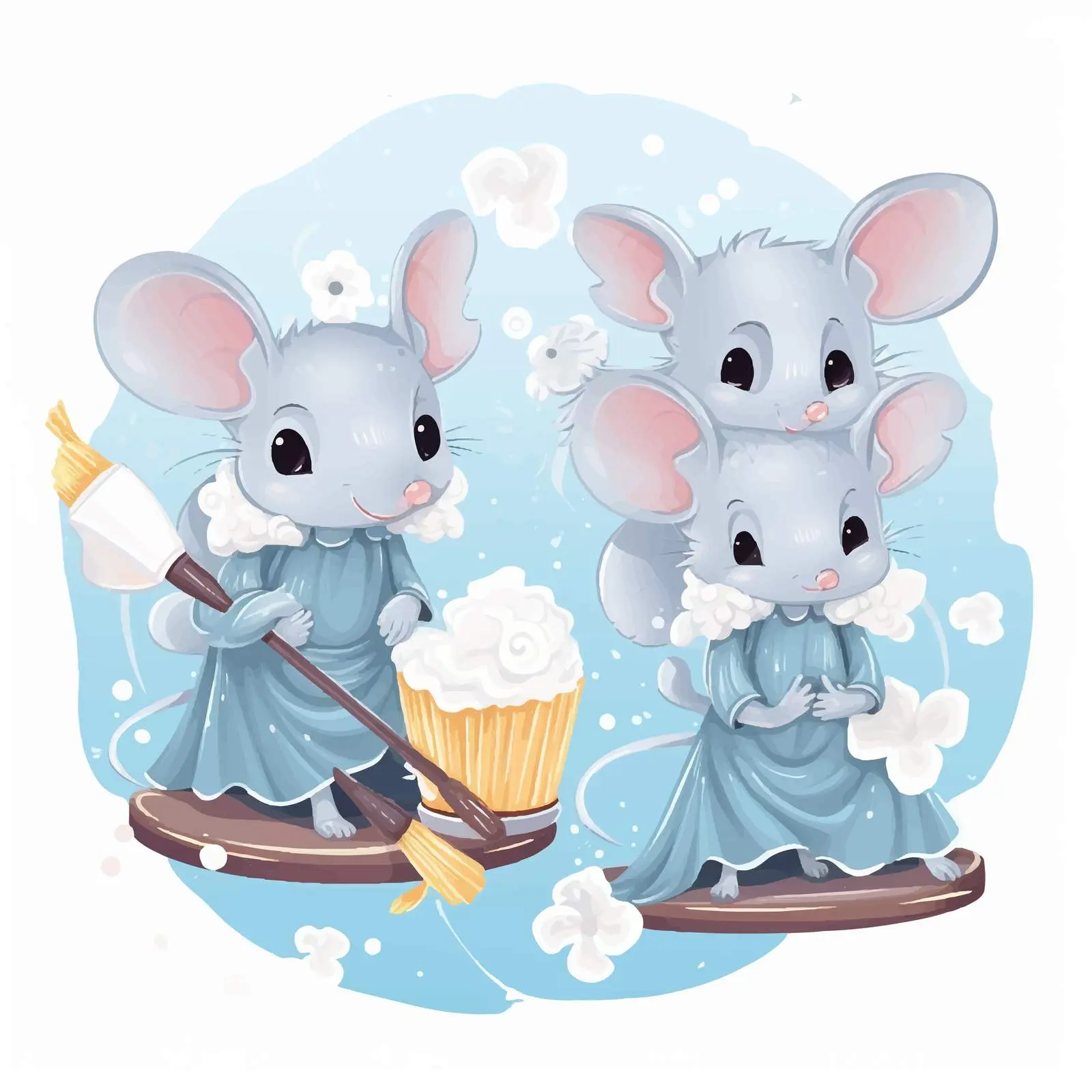 Tooth Fairy Helpers with Brushes and Paste – free educational vector image from Dotvec