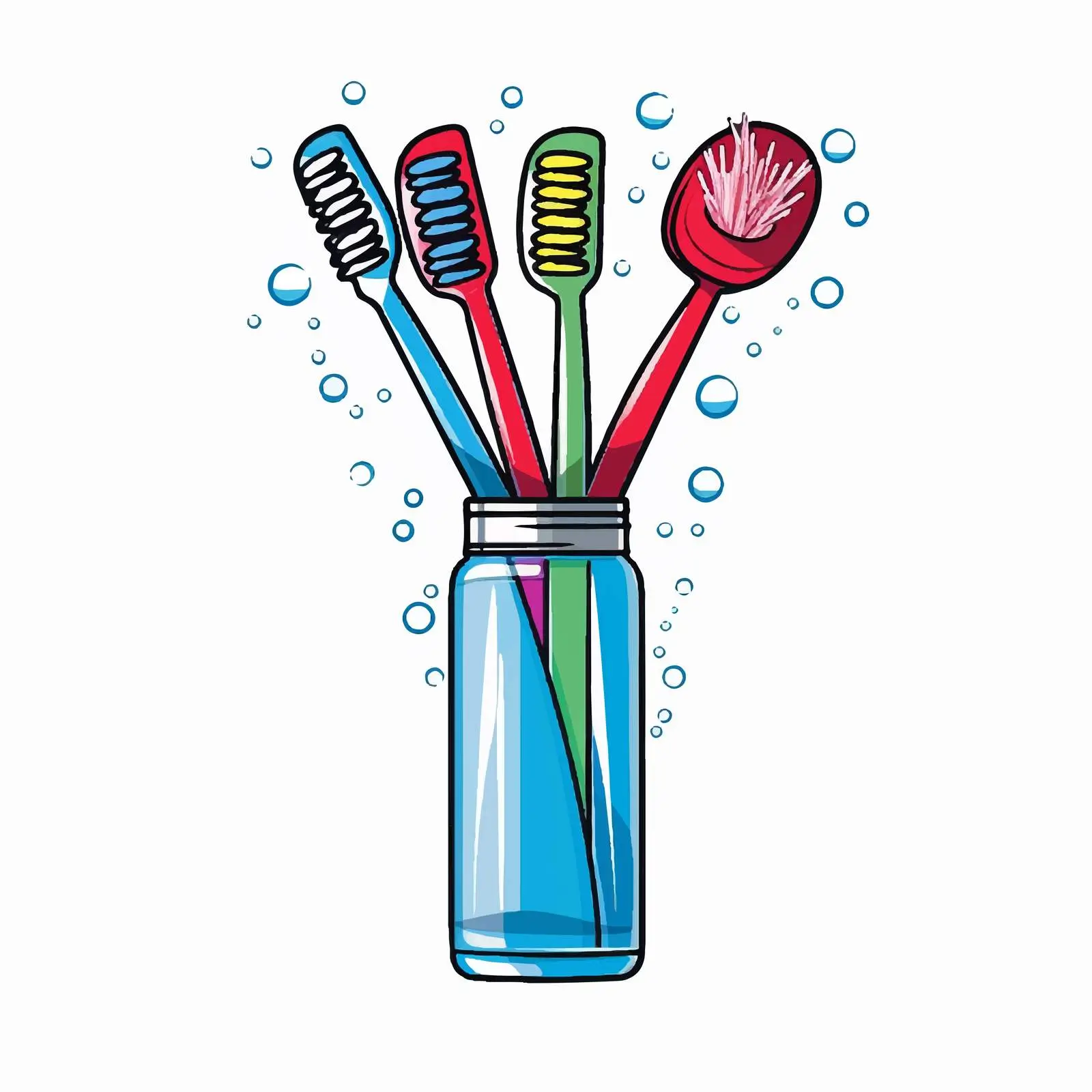 Cartoon Toothbrush Line Vector Illustration — free download from Dotvec