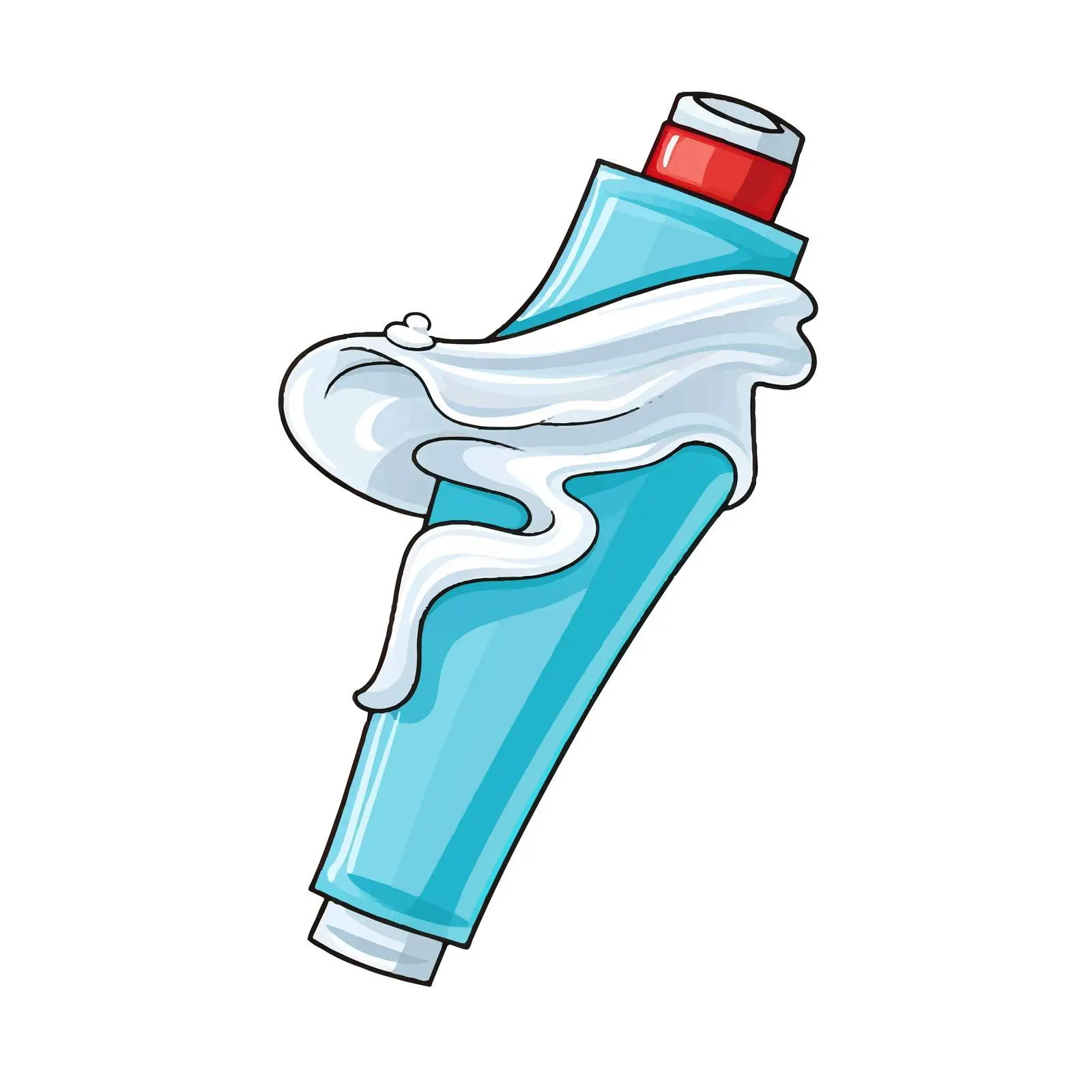 Cartoon Toothpaste Line Vector Illustration – free cartoon dental image from Dotvec