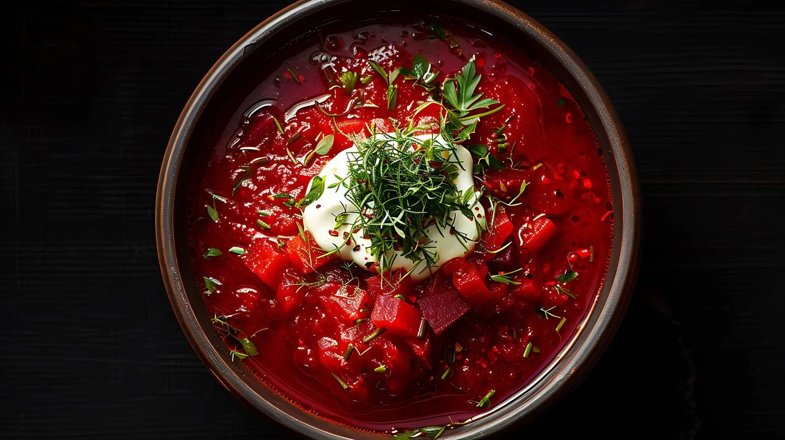 Authentic Ukrainian red bowl from above — free download from Dotvec