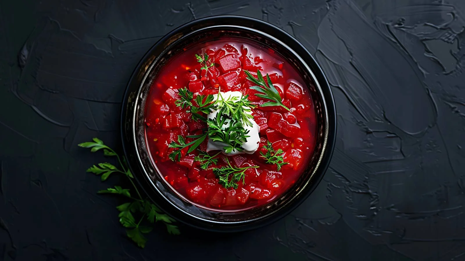 Authentic Ukrainian red dish from above — free download from Dotvec