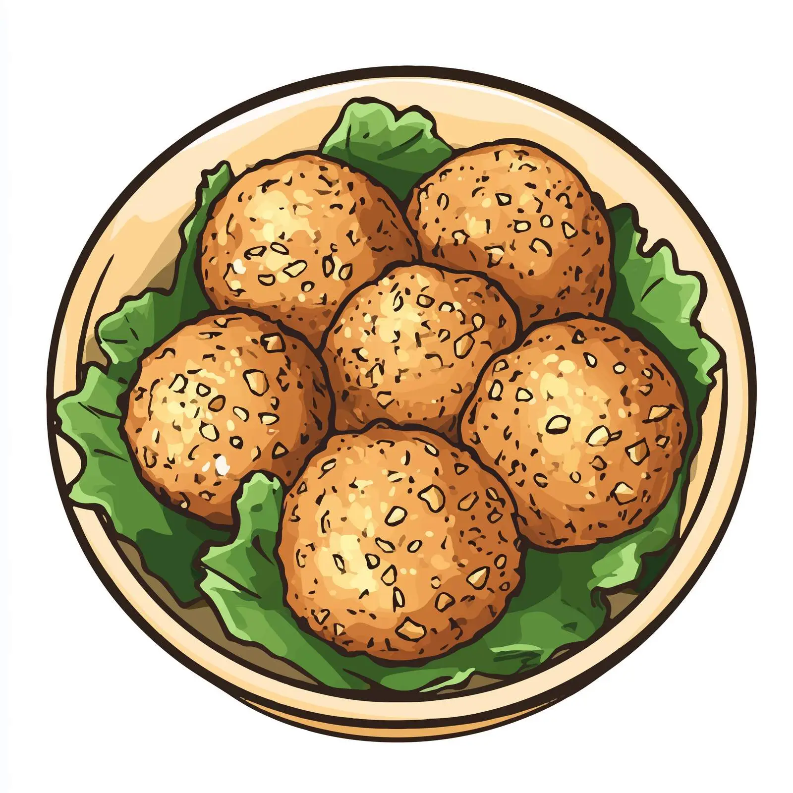 Cartoon Vector of 32-bit Falafel Top View — free download from Dotvec
