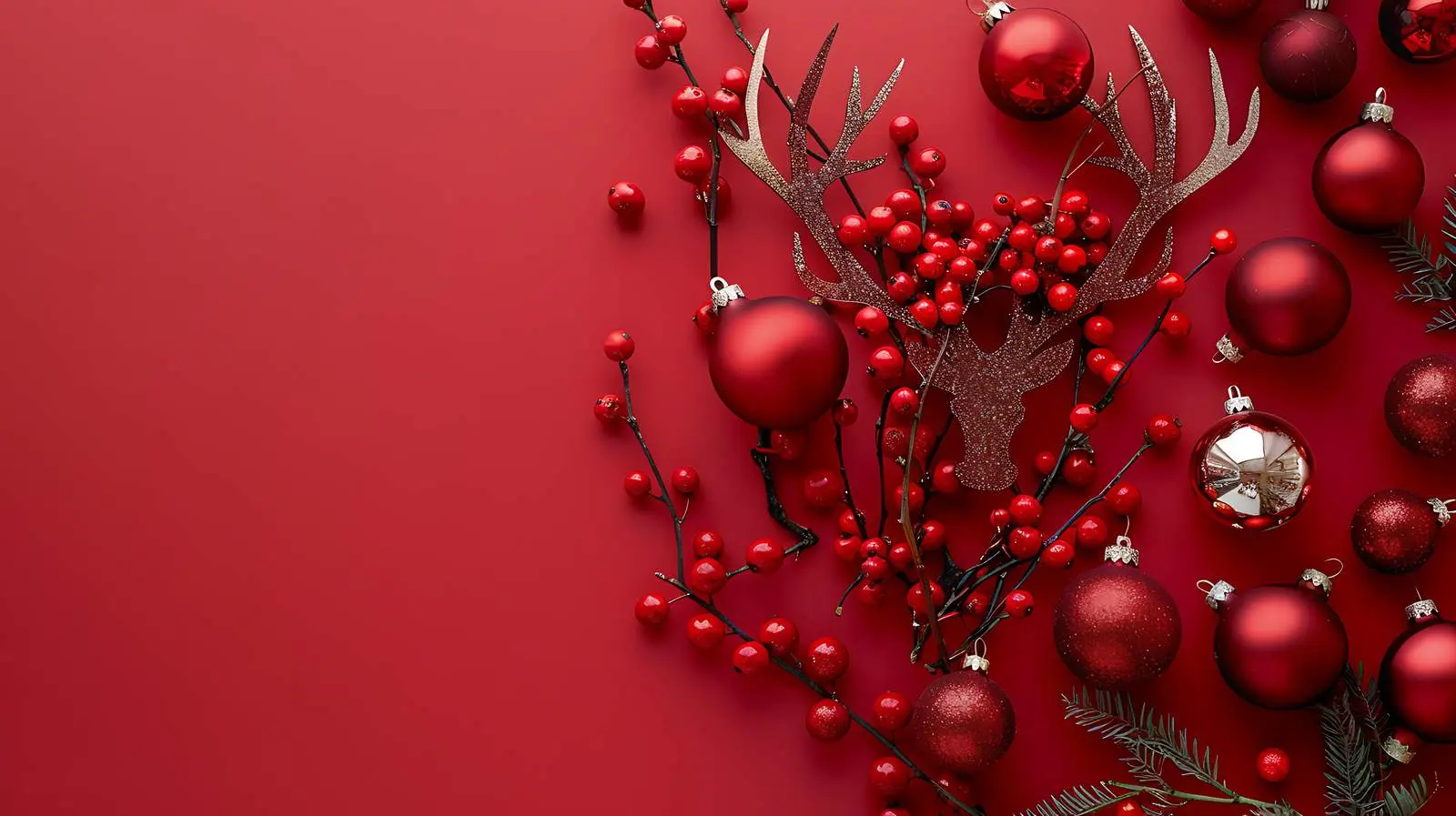 Top View of Ornament Balls and Berry Branches — free download from Dotvec