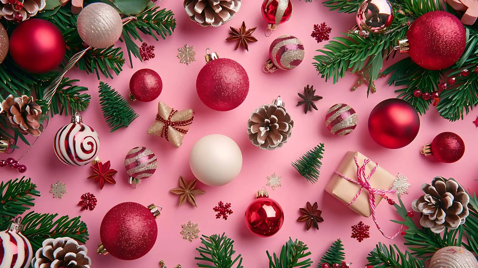 Colorful Baubles and Ribbons Festive Arrangement – free cosmic image from Dotvec