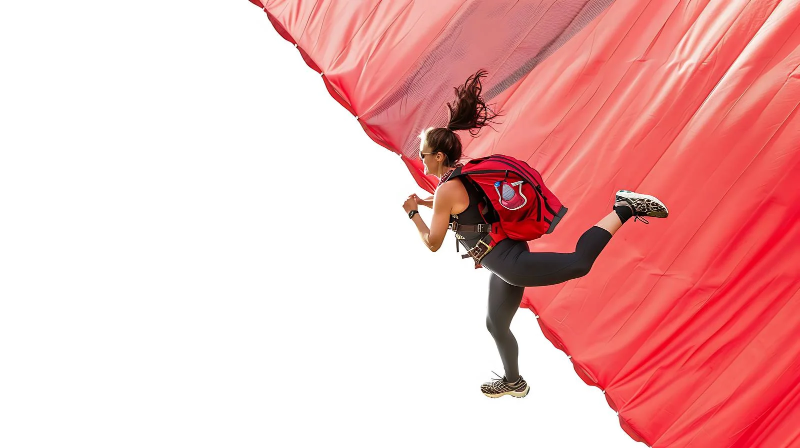 Female Runner with Parachute Top View — free download from Dotvec
