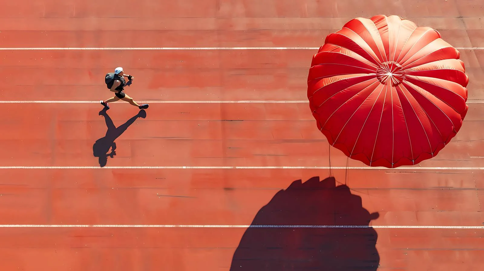 Female runner in tartan with parachute — free download from Dotvec