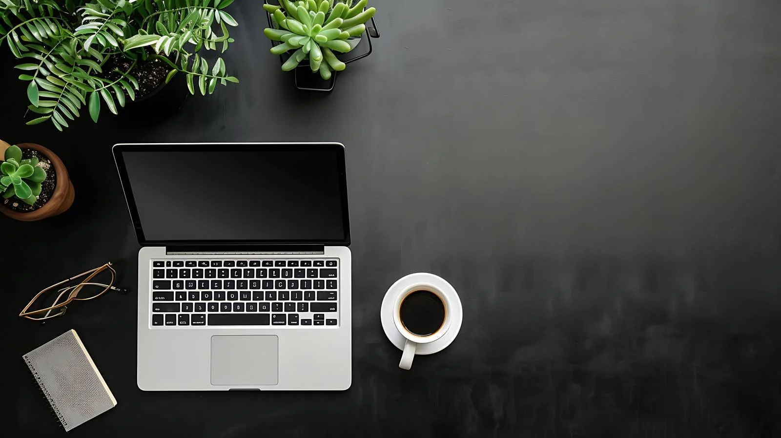 Laptop Top View on Black Background — free download from Dotvec