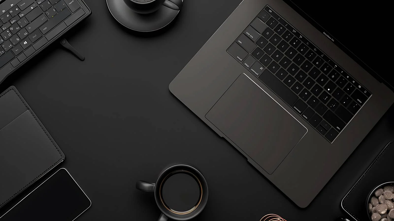 Professional Laptop Setup on Black Background — free download from Dotvec