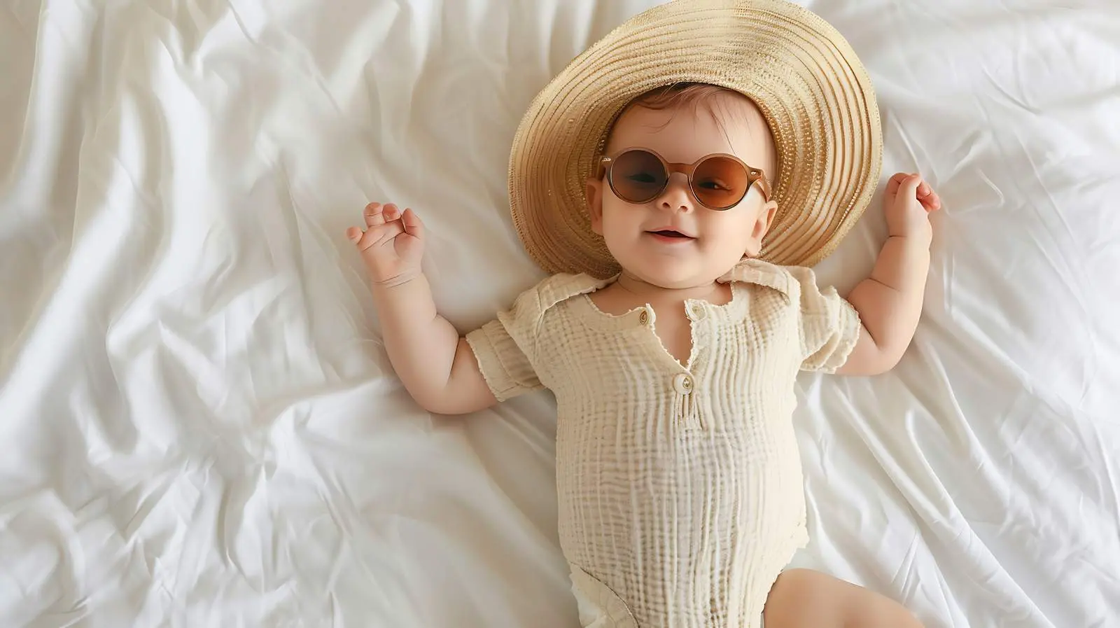 Newborn Baby on Cozy Linen Bed — free download from Dotvec