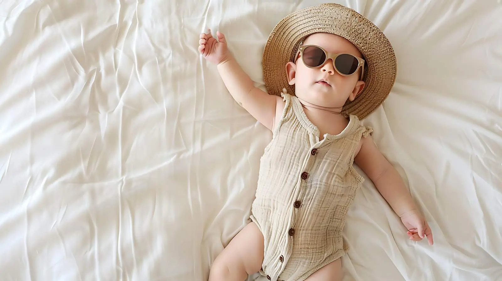 Newborn Baby Lying on Cozy Bed Linen — free download from Dotvec