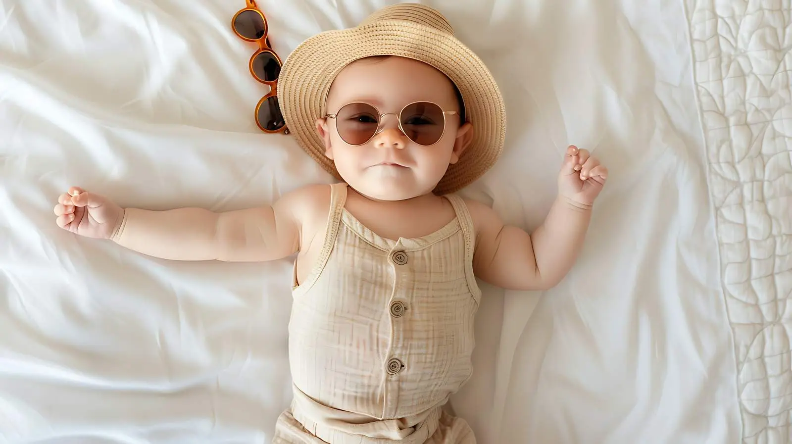 Newborn Baby Lying on Cozy Linen Bed — free download from Dotvec