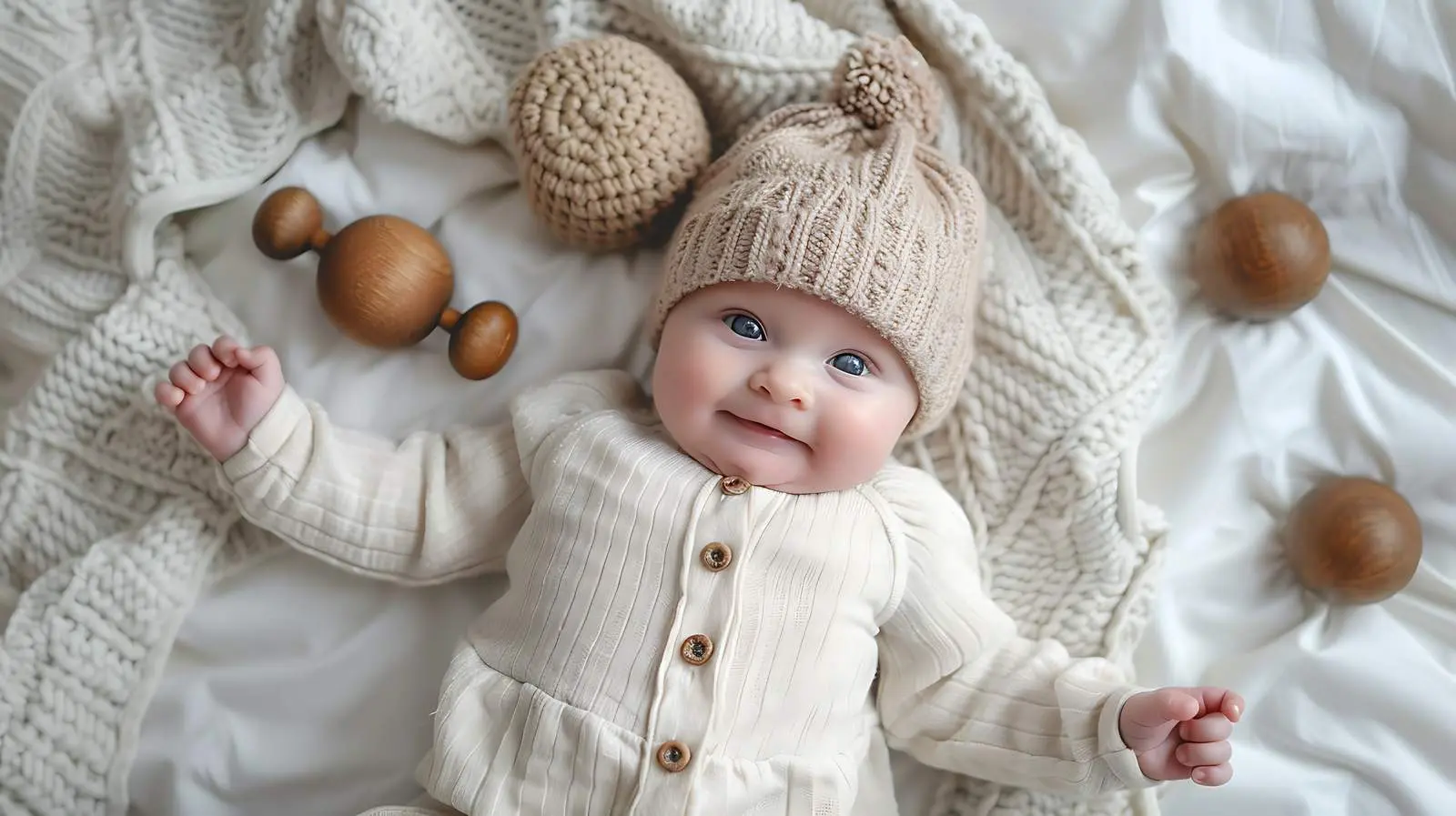 Newborn Baby Lying on Cozy Bed – free bedding image from Dotvec