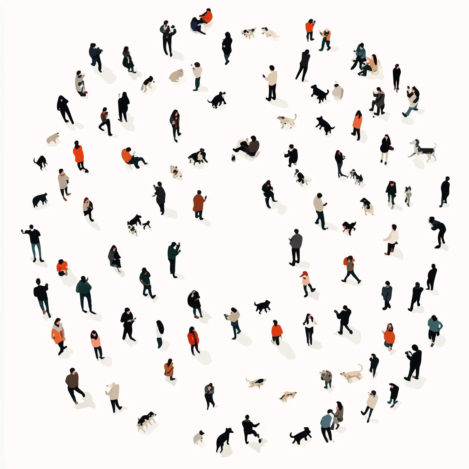 People Walking Dogs and Using Phones From Above — free download from Dotvec