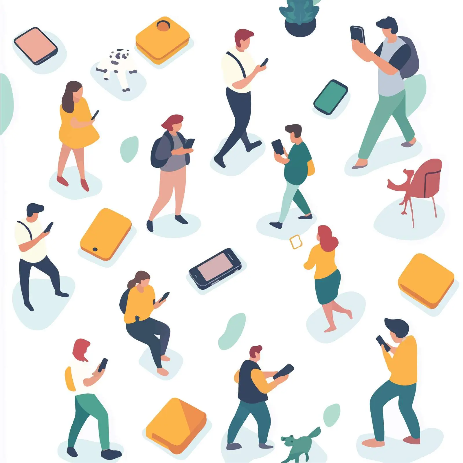 People Walking Dogs While Using Phones — free download from Dotvec