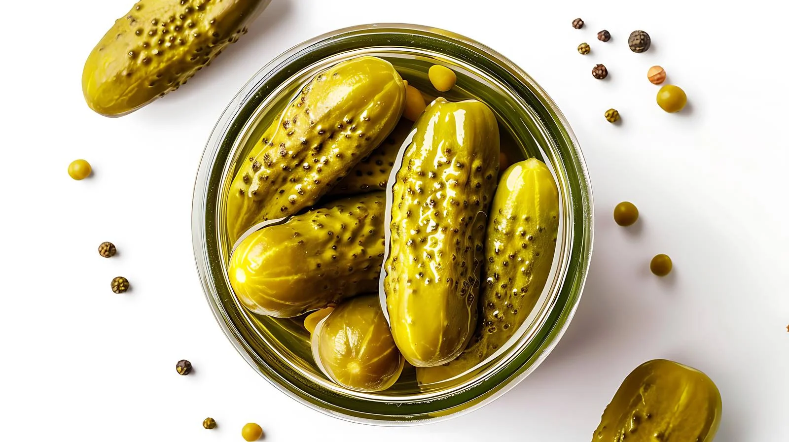 Pickled Cucumbers in Glass Jar on White – free fermentation image from Dotvec