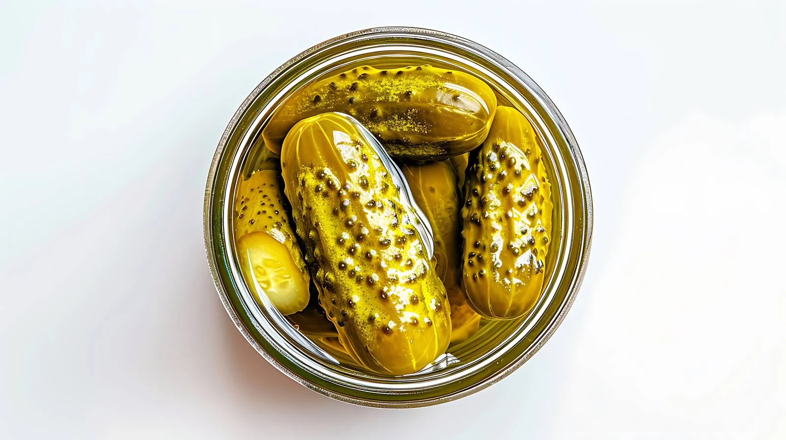 Preserved cucumbers in glass jar on white — free download from Dotvec