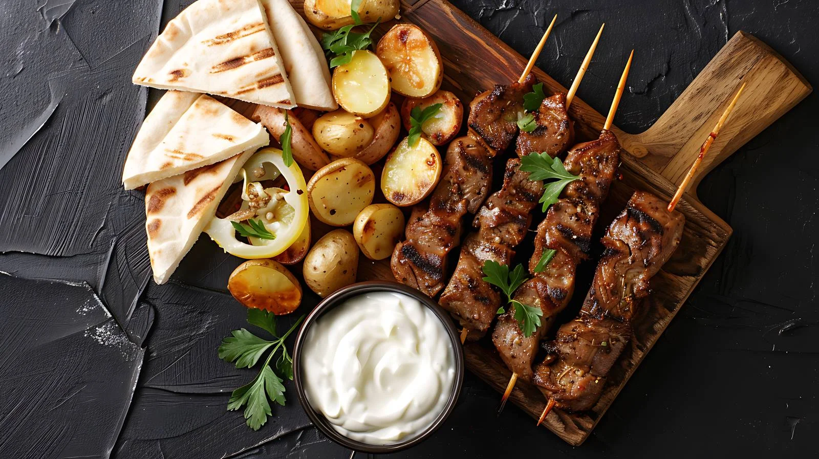 Succulent Pork Souvlaki with Crispy Potatoes — free download from Dotvec