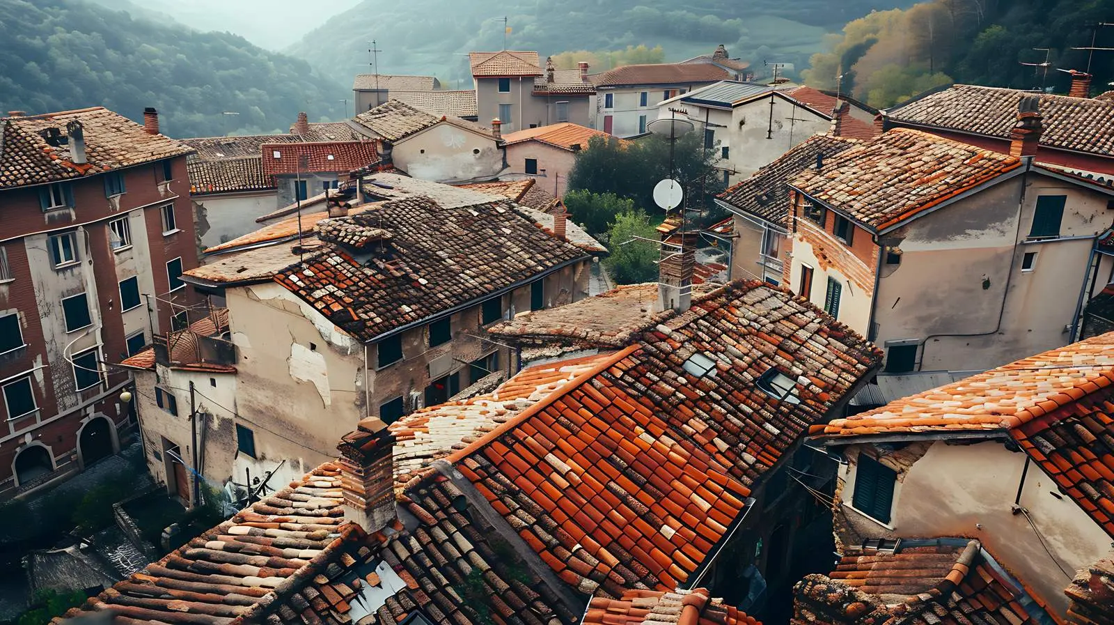 Traditional Italian Red Tile Roofs from Above — free download from Dotvec