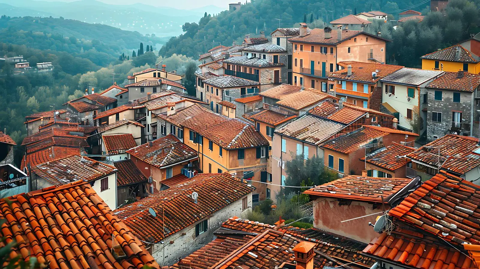 Aerial View of Traditional Italian Red Tile Roofs — free download from Dotvec