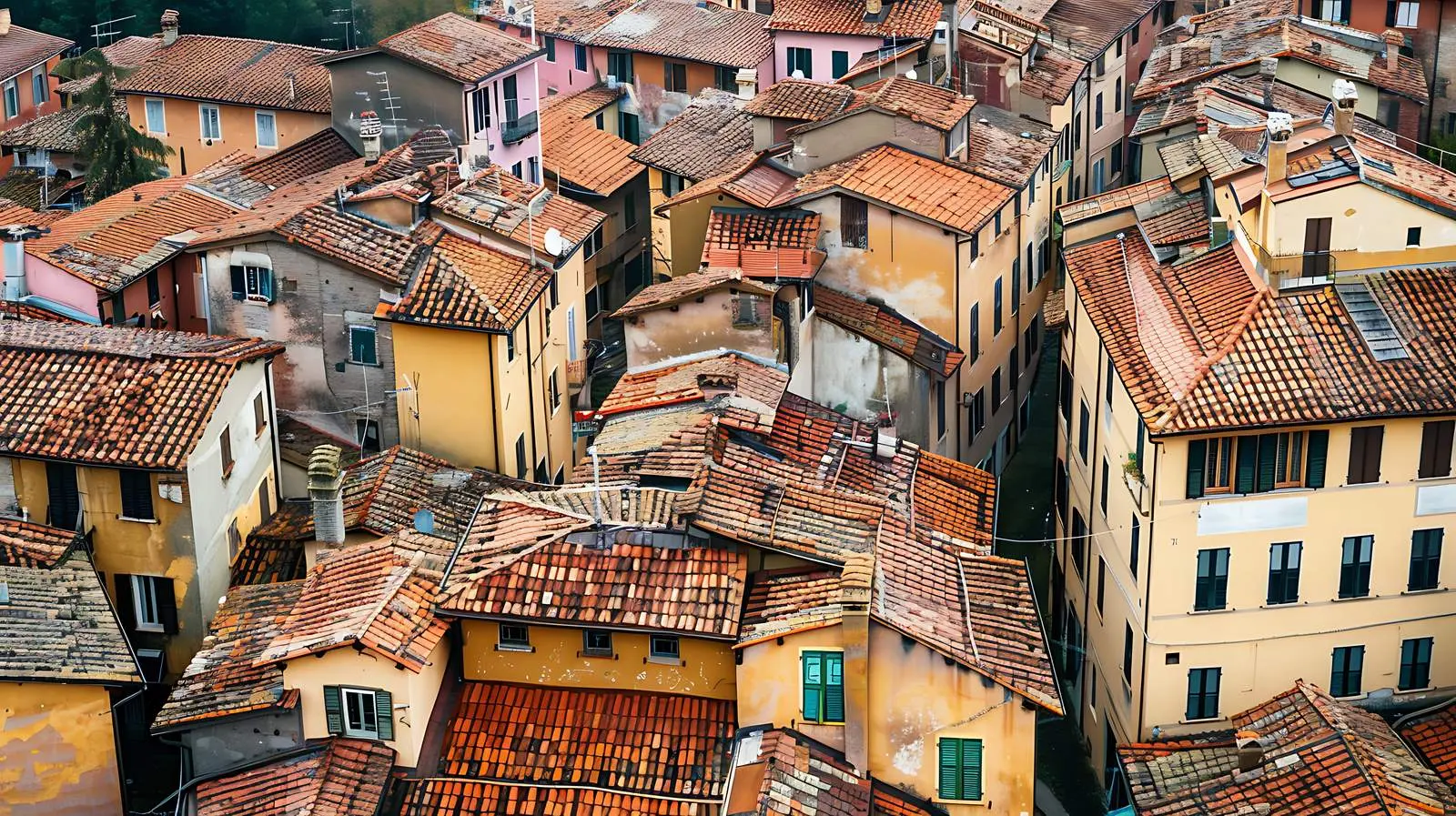 Aerial View of Traditional Italian Red Tile Roofs — free download from Dotvec