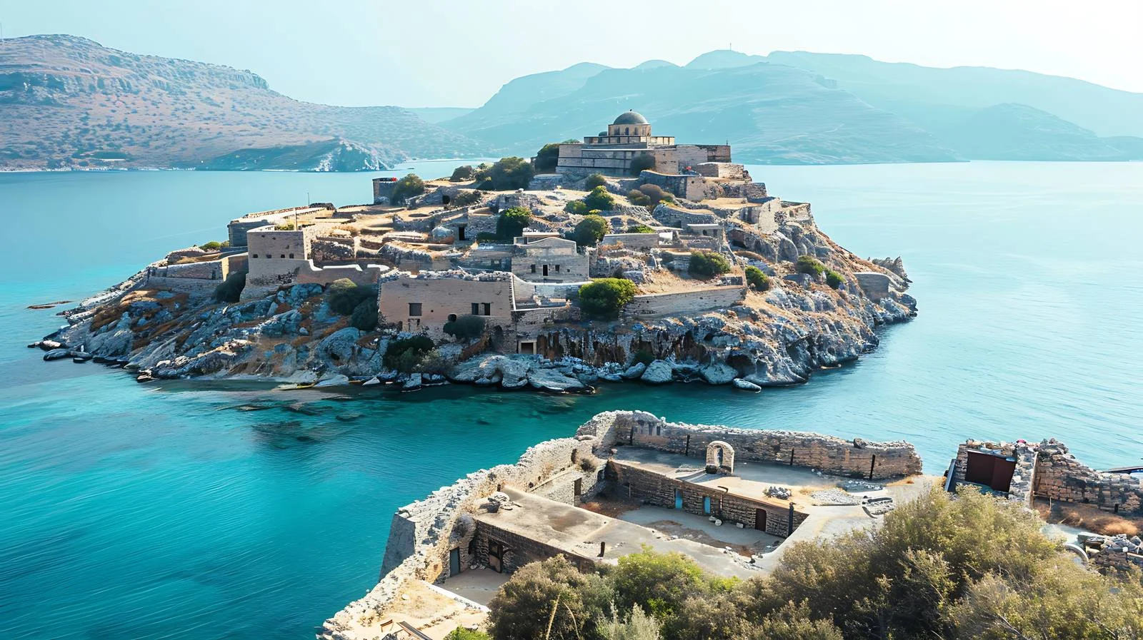 Tranquil Top View of Spinalonga Island — free download from Dotvec