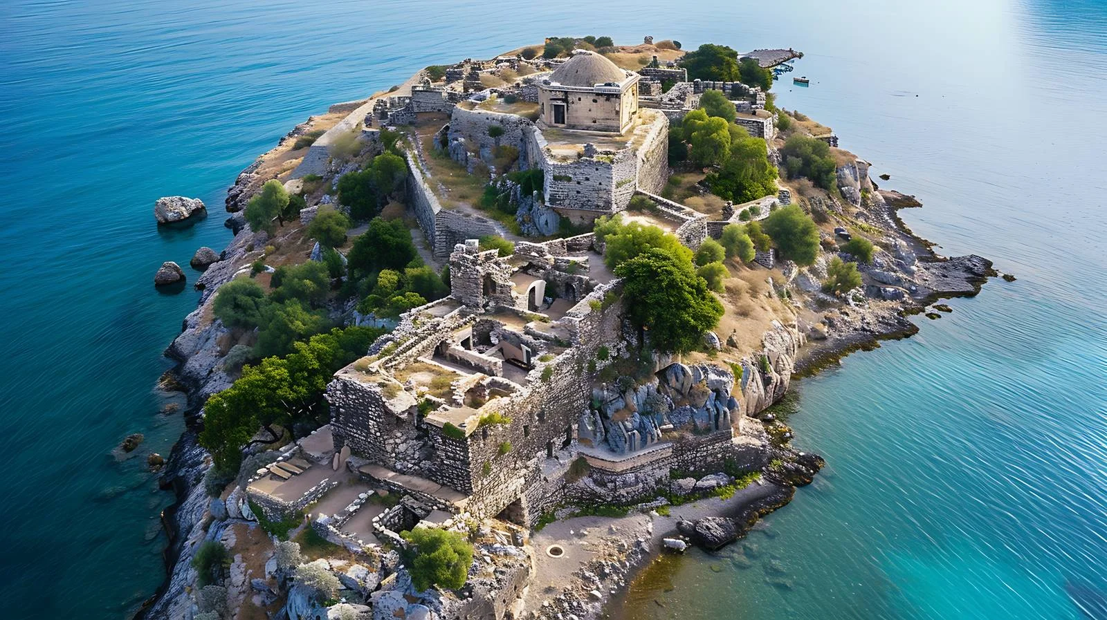 Tranquil Spinalonga Island Aerial View — free download from Dotvec