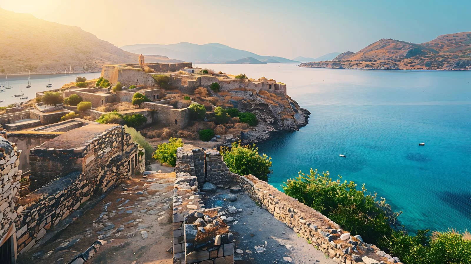Tranquil Top View of Spinalonga Island — free download from Dotvec