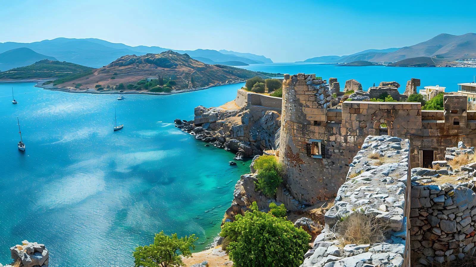 Tranquil Spinalonga Island Aerial View — free download from Dotvec