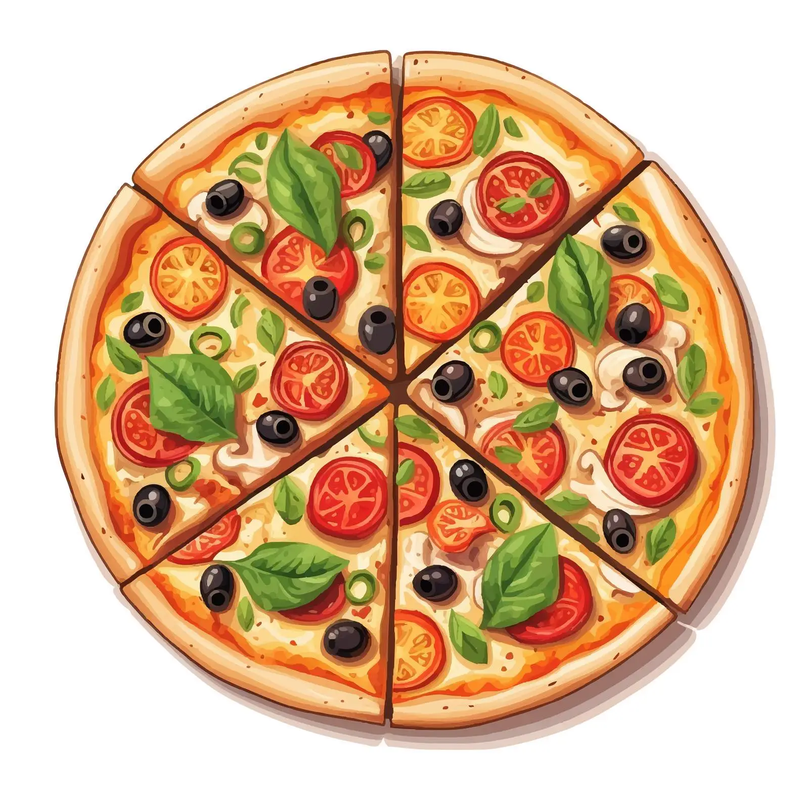 Italian Pizza Top View with Cut Slice — free download from Dotvec