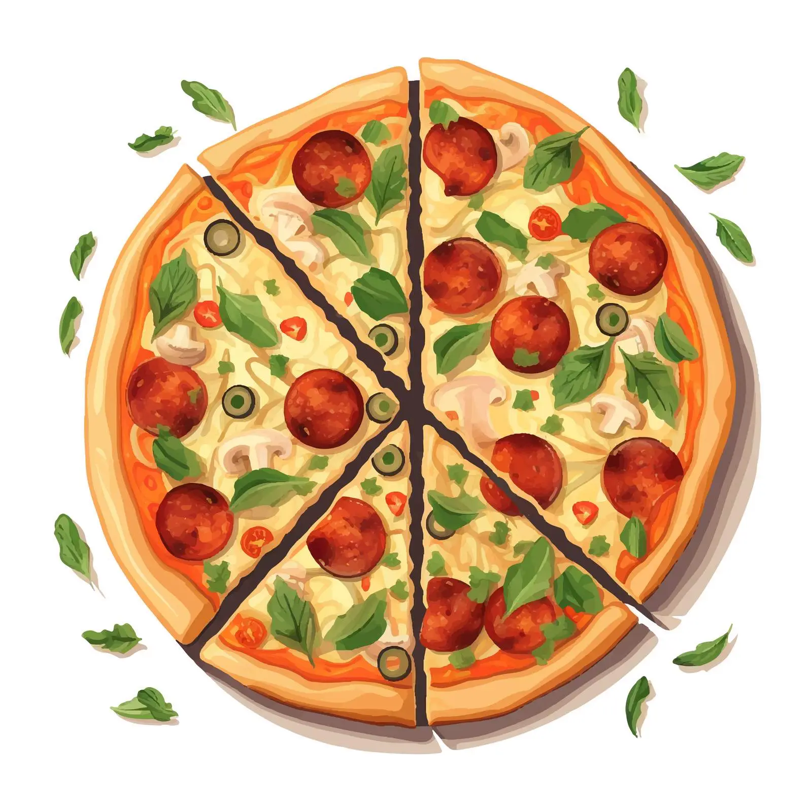 Top View of Italian Pizza with Sliced Piece — free download from Dotvec