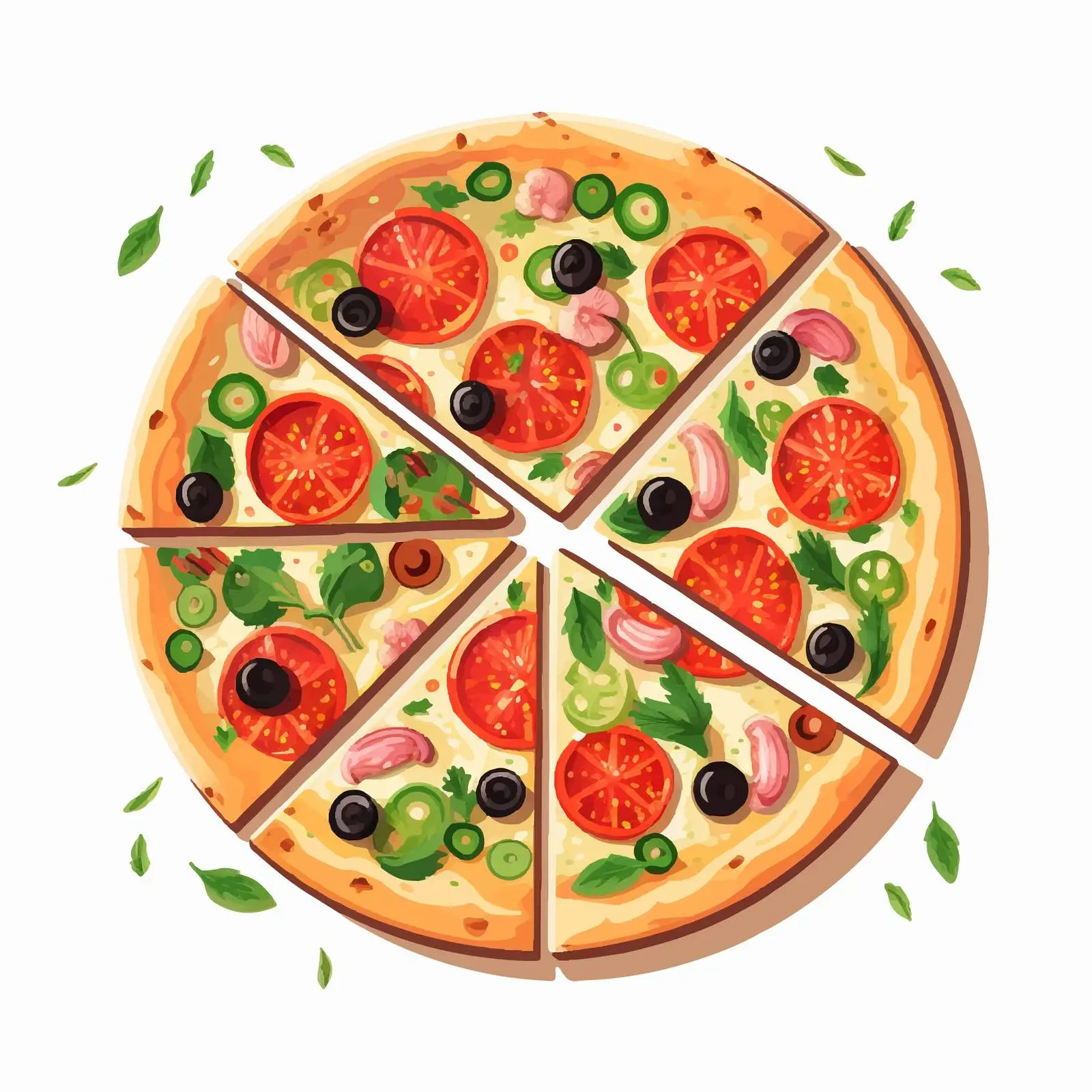 Whole Italian Pizza with Sliced Piece — free download from Dotvec
