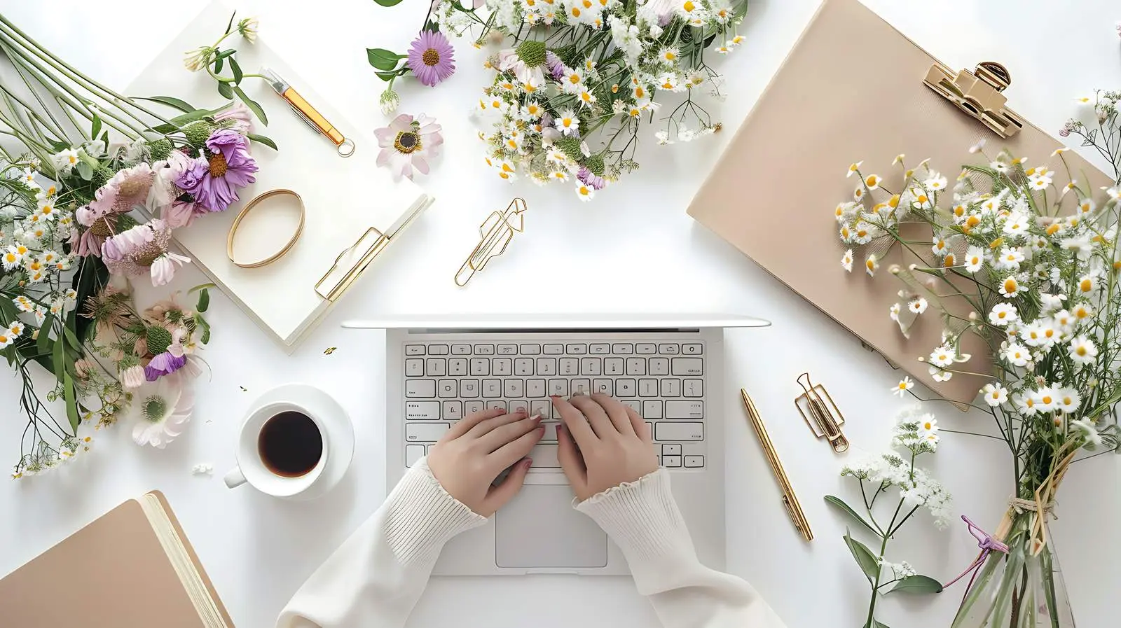 Creative Workspace with Hands on Laptop — free download from Dotvec