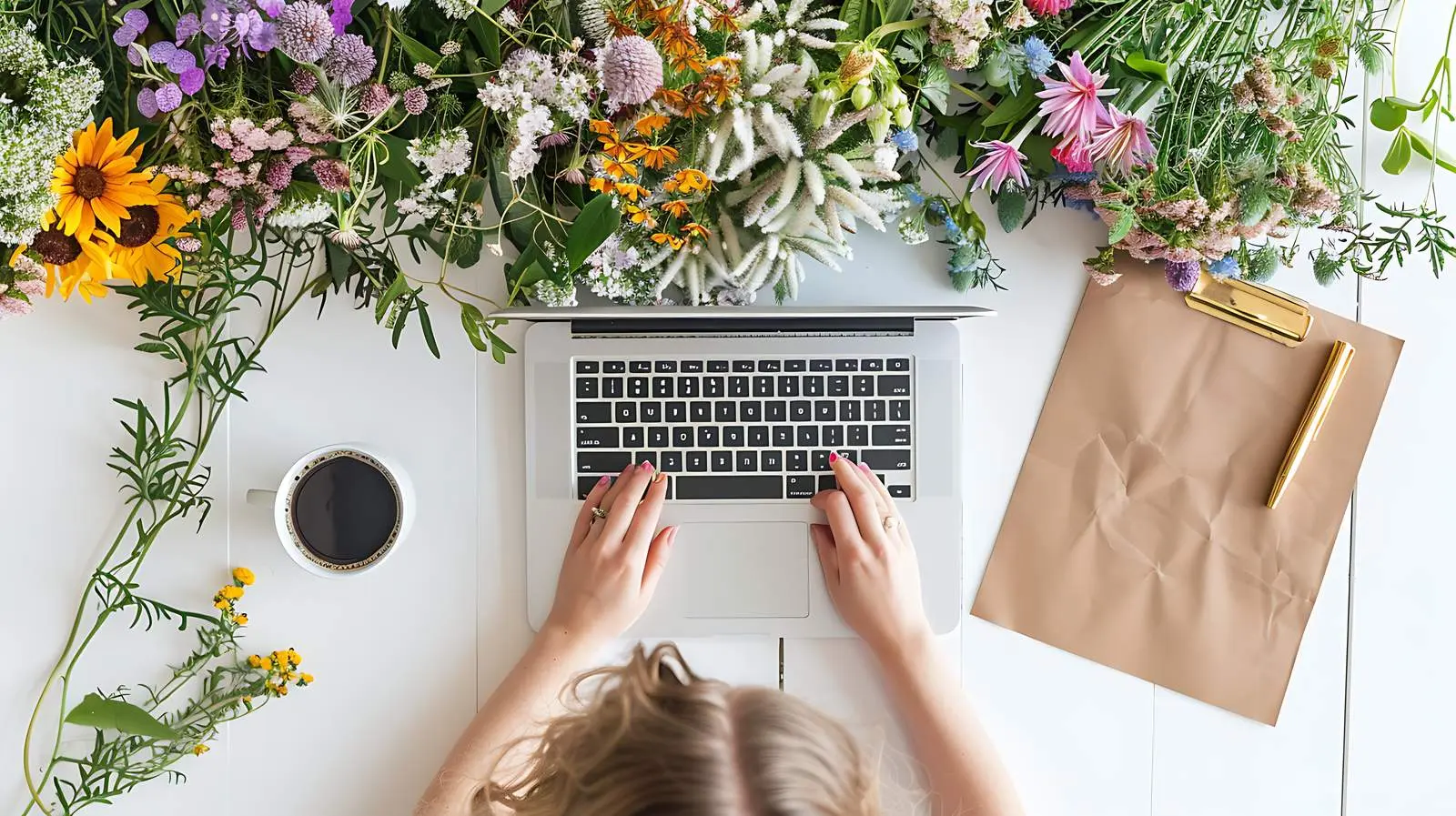 Top View of Office Workspace with Laptop — free download from Dotvec