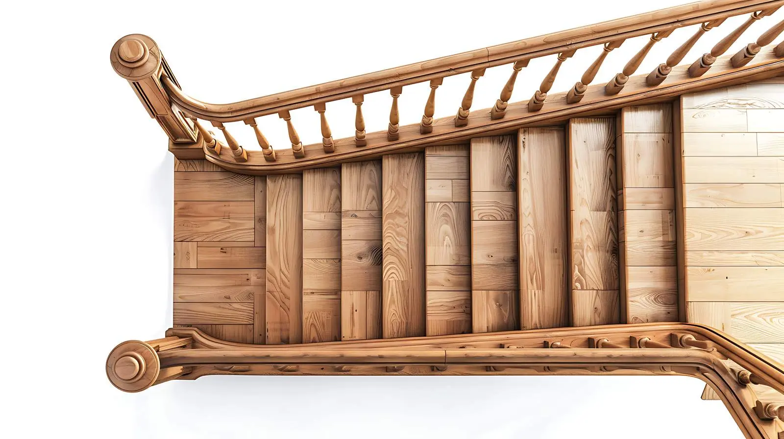 Top View of Wooden Staircase on White Background – free stairs image from Dotvec