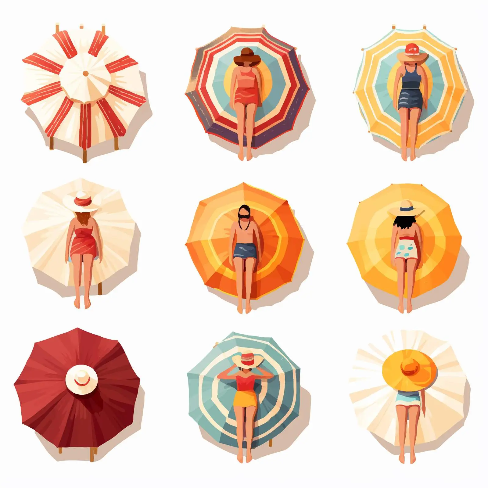 Sunbathers Relaxing at the Beach in Style – free parasol image from Dotvec