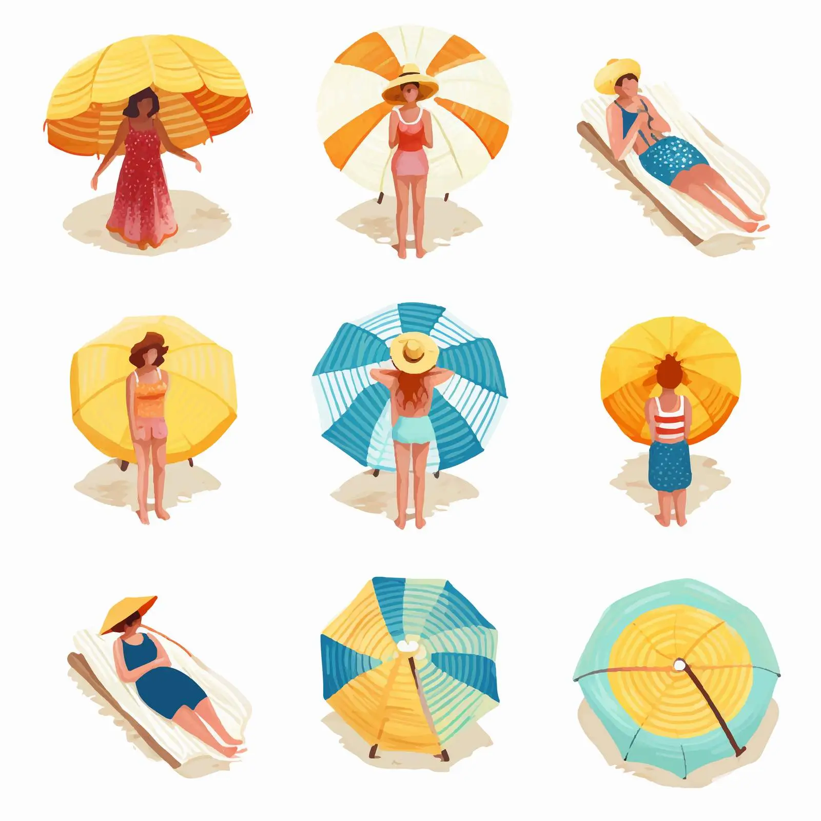 Top View of Relaxing Beachgoers in Swimwear — free download from Dotvec